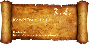 Kozányi Lili névjegykártya